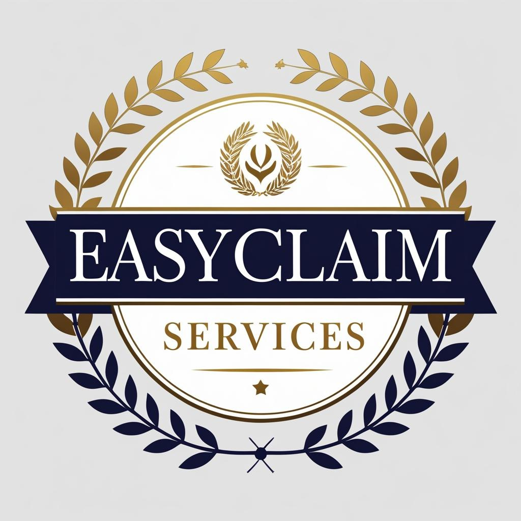 EasyClaim Services LLC gold and white emblem logo.